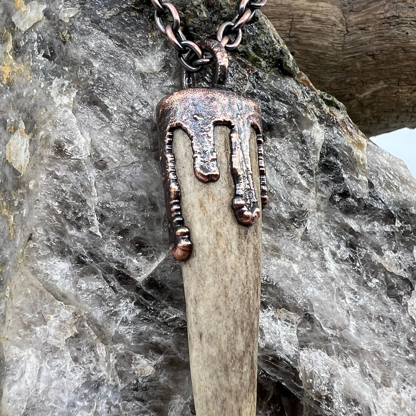 Antler Tip Necklace - Copper Electroformed