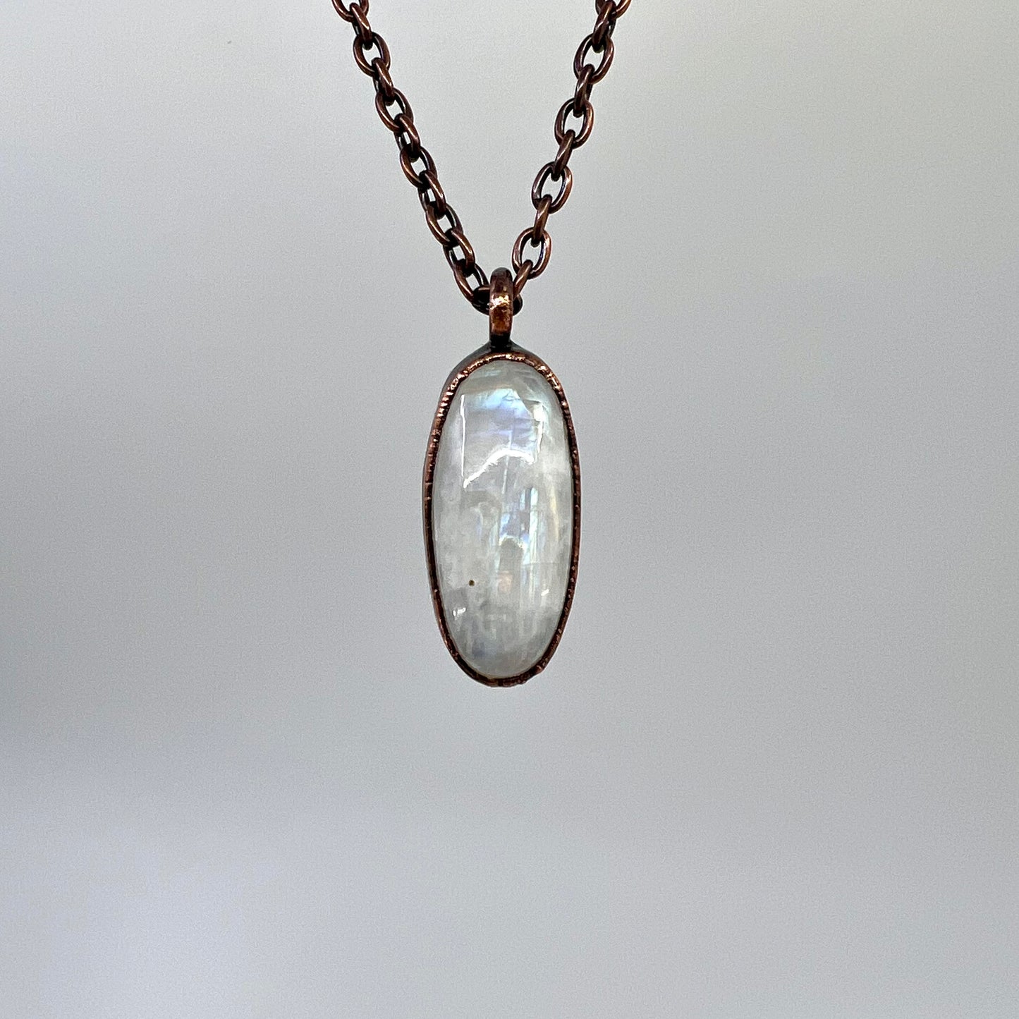 Rainbow Moonstone Necklace - Copper Electroformed