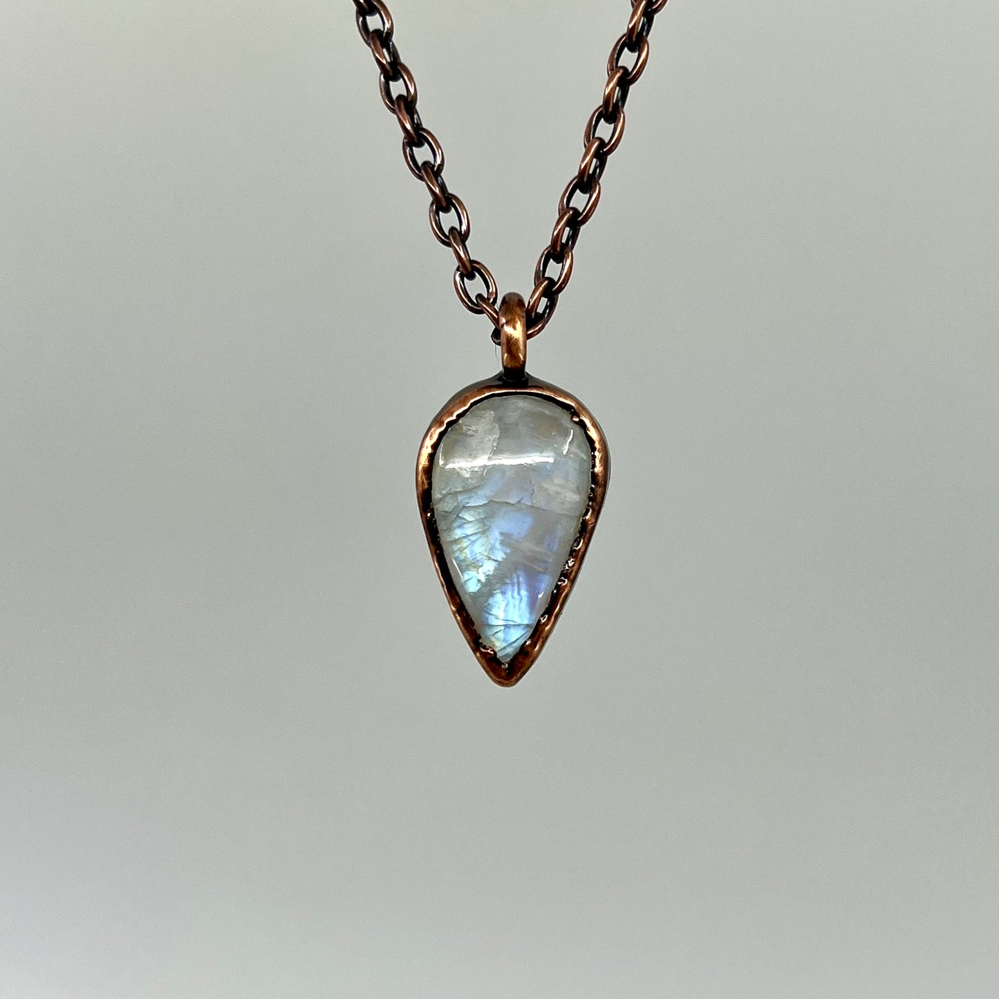 Rainbow Moonstone Necklace - Copper Electroformed