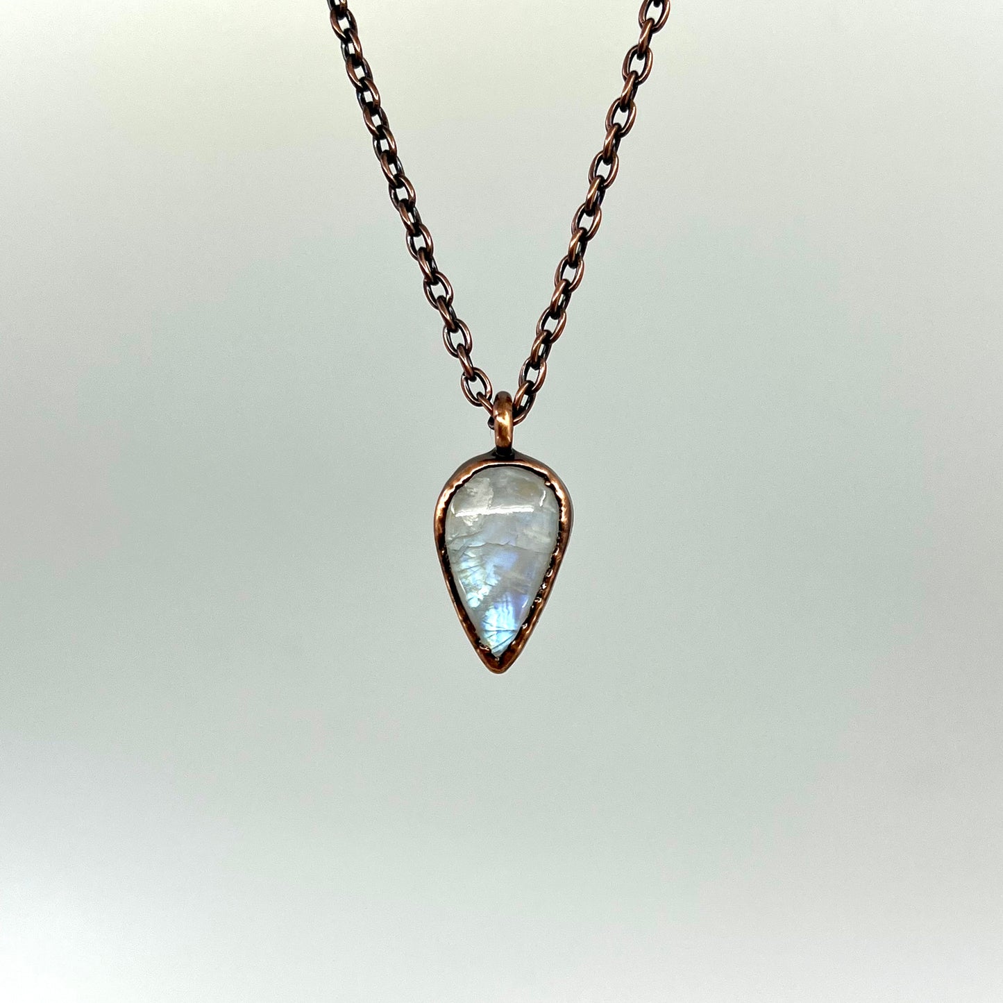 Rainbow Moonstone Necklace - Copper Electroformed