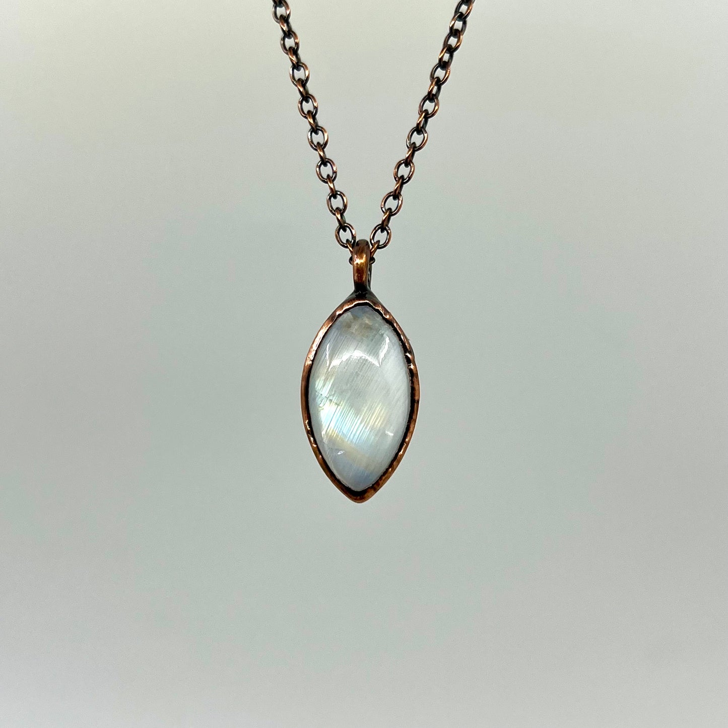 Rainbow Moonstone Necklace - Copper Electroformed