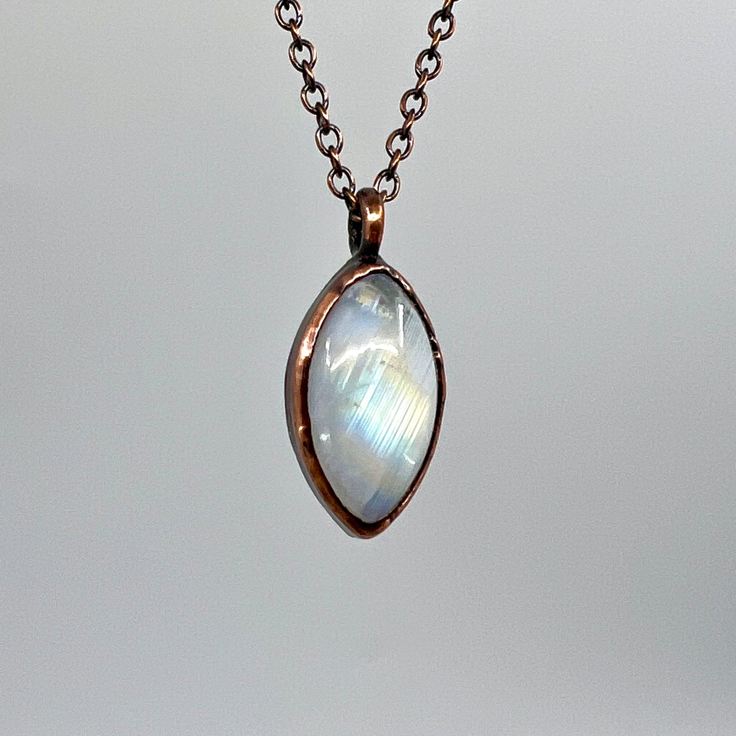 Rainbow Moonstone Necklace - Copper Electroformed