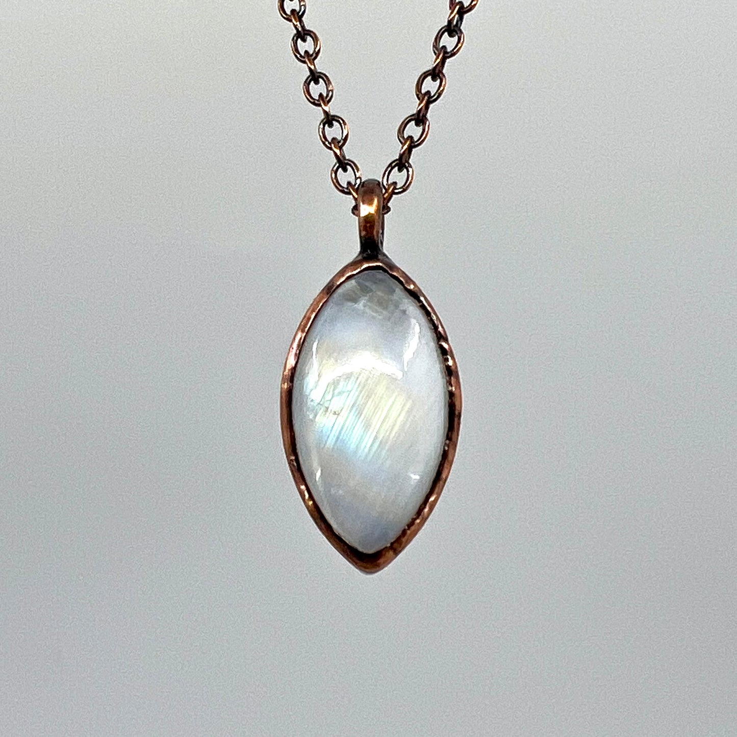 Rainbow Moonstone Necklace - Copper Electroformed