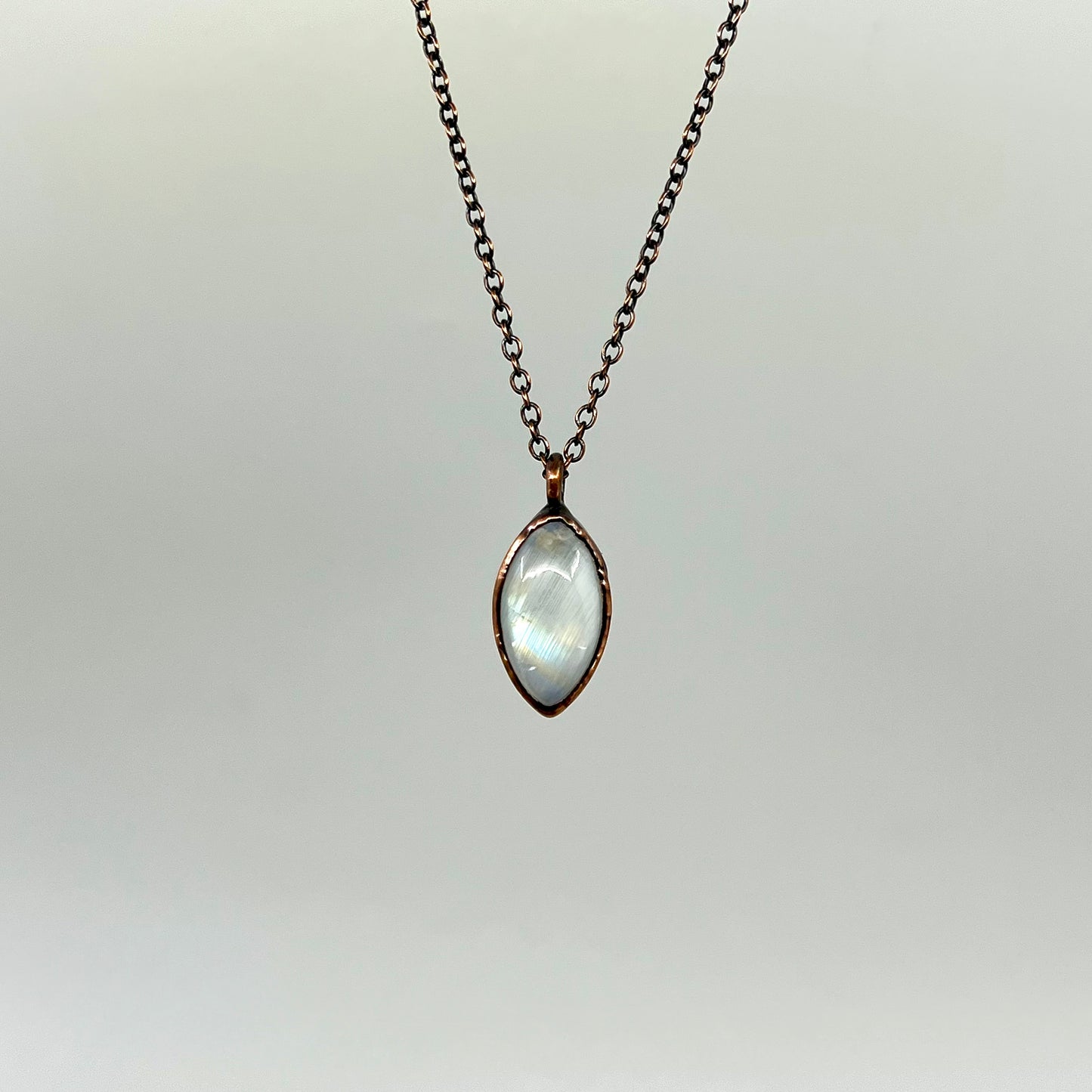 Rainbow Moonstone Necklace - Copper Electroformed