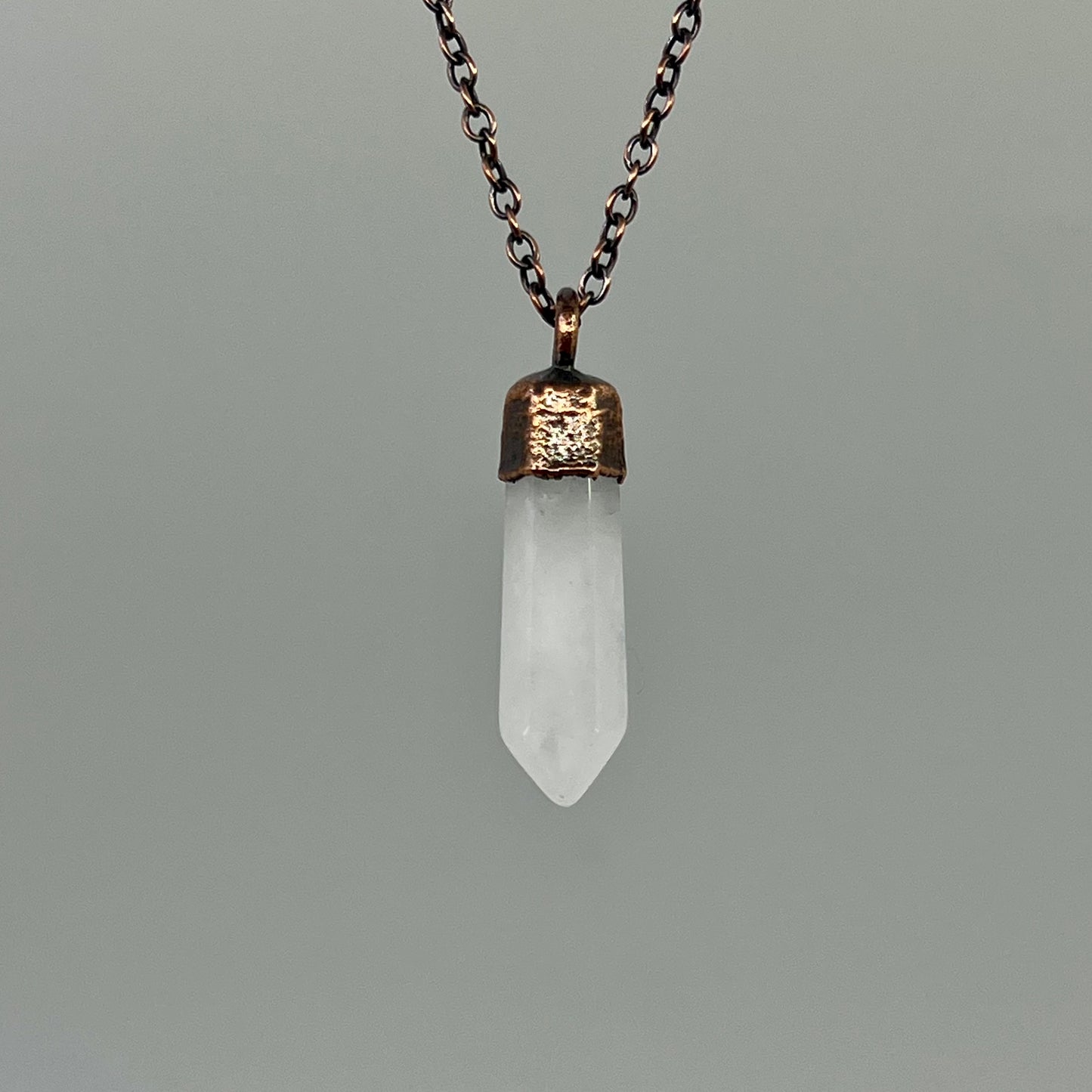 Clear Quartz Point Necklace - Copper Electroformed