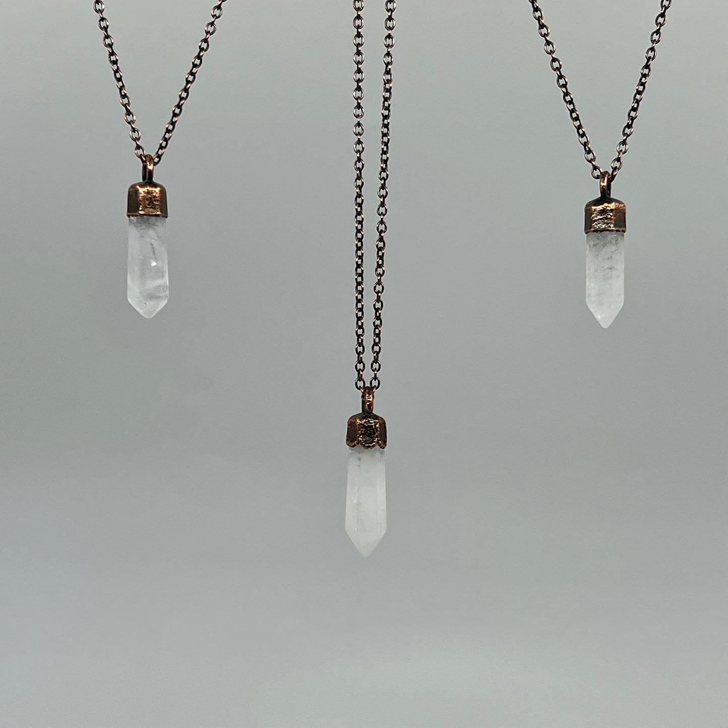 Clear Quartz Point Necklace - Copper Electroformed