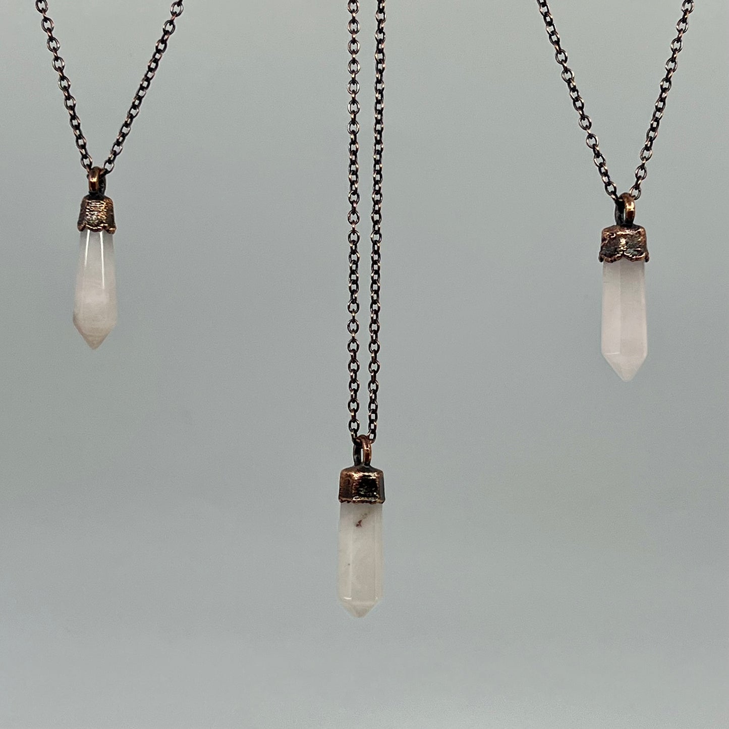 Rose Quartz Point Necklace - Copper Electroformed