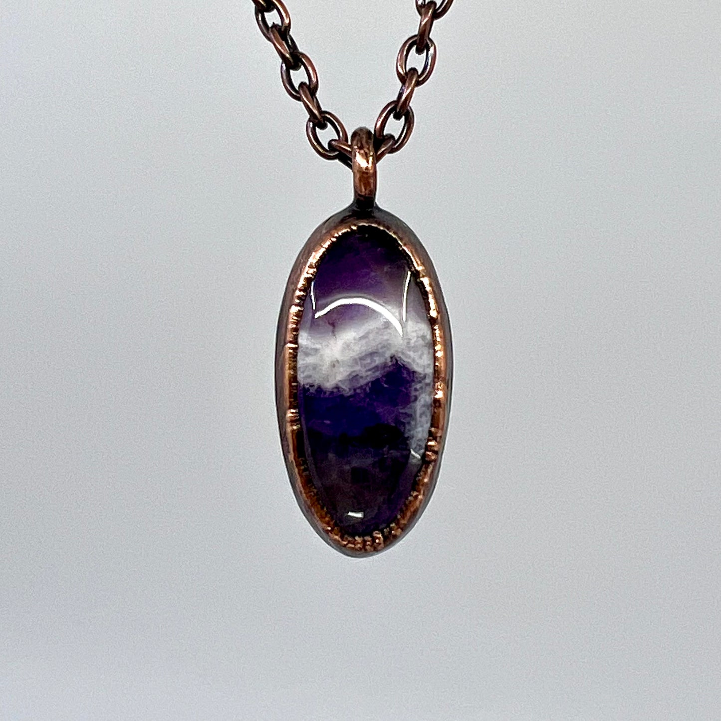 Chevron Amethyst Necklace - Copper Electroformed