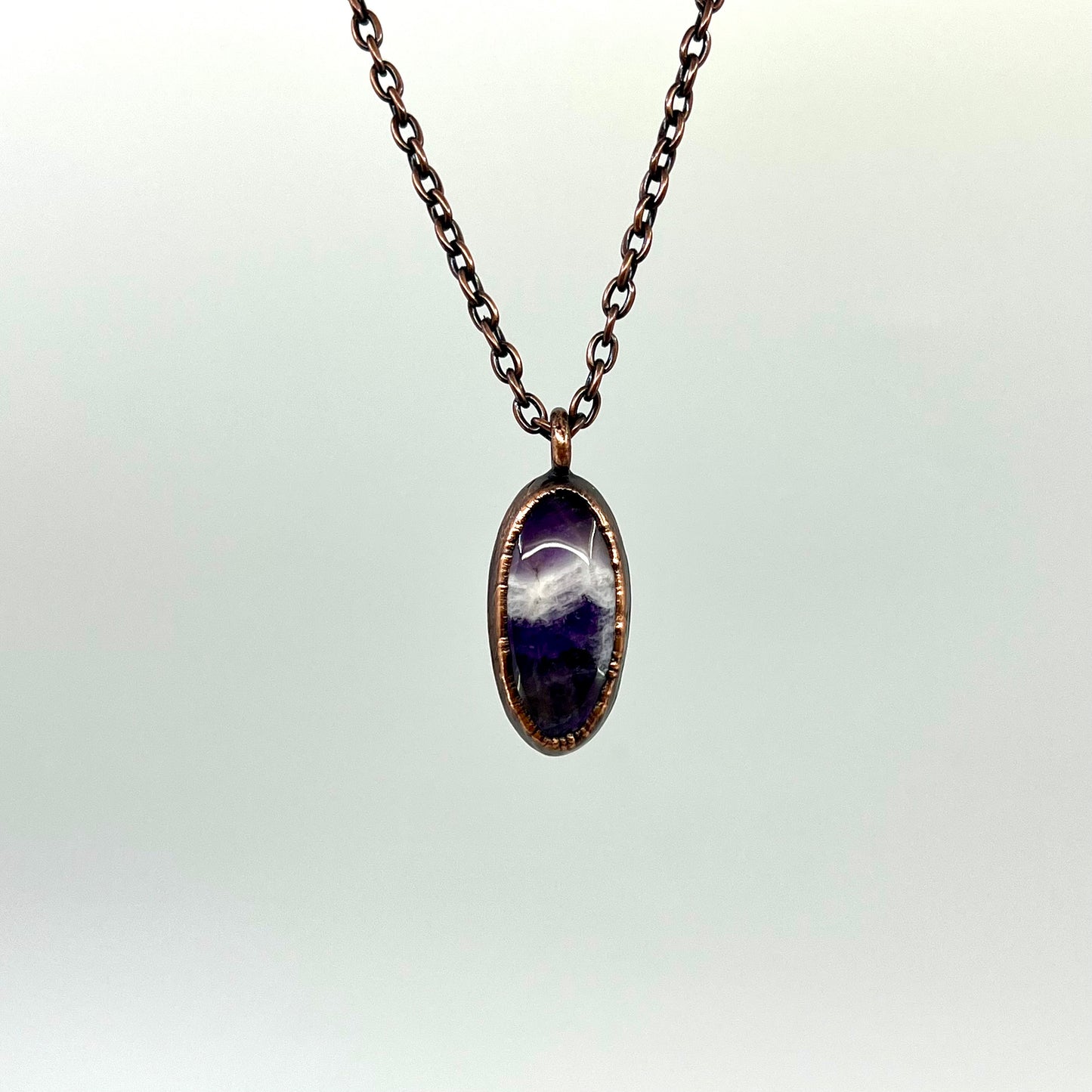 Chevron Amethyst Necklace - Copper Electroformed