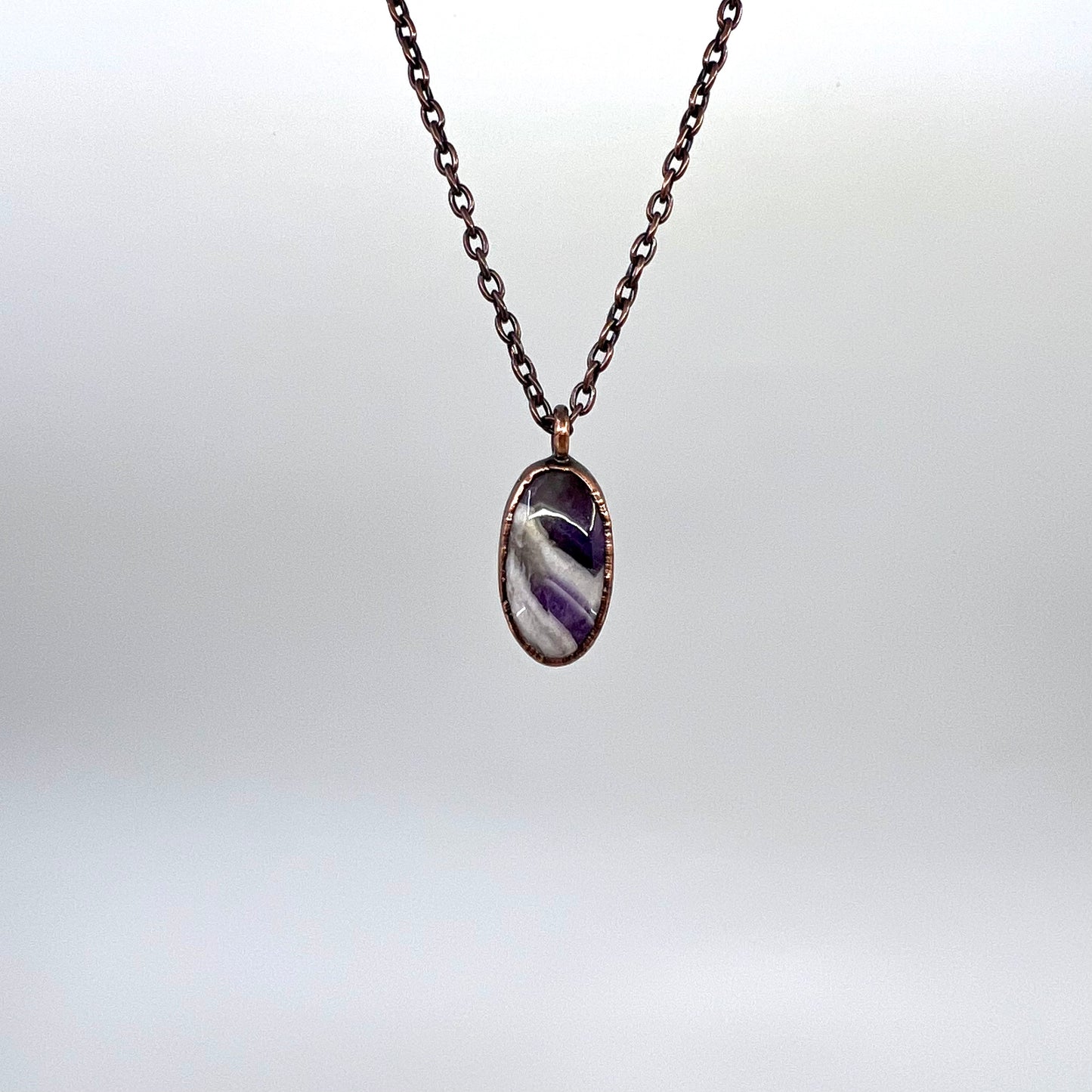 Chevron Amethyst Necklace - Copper Electroformed