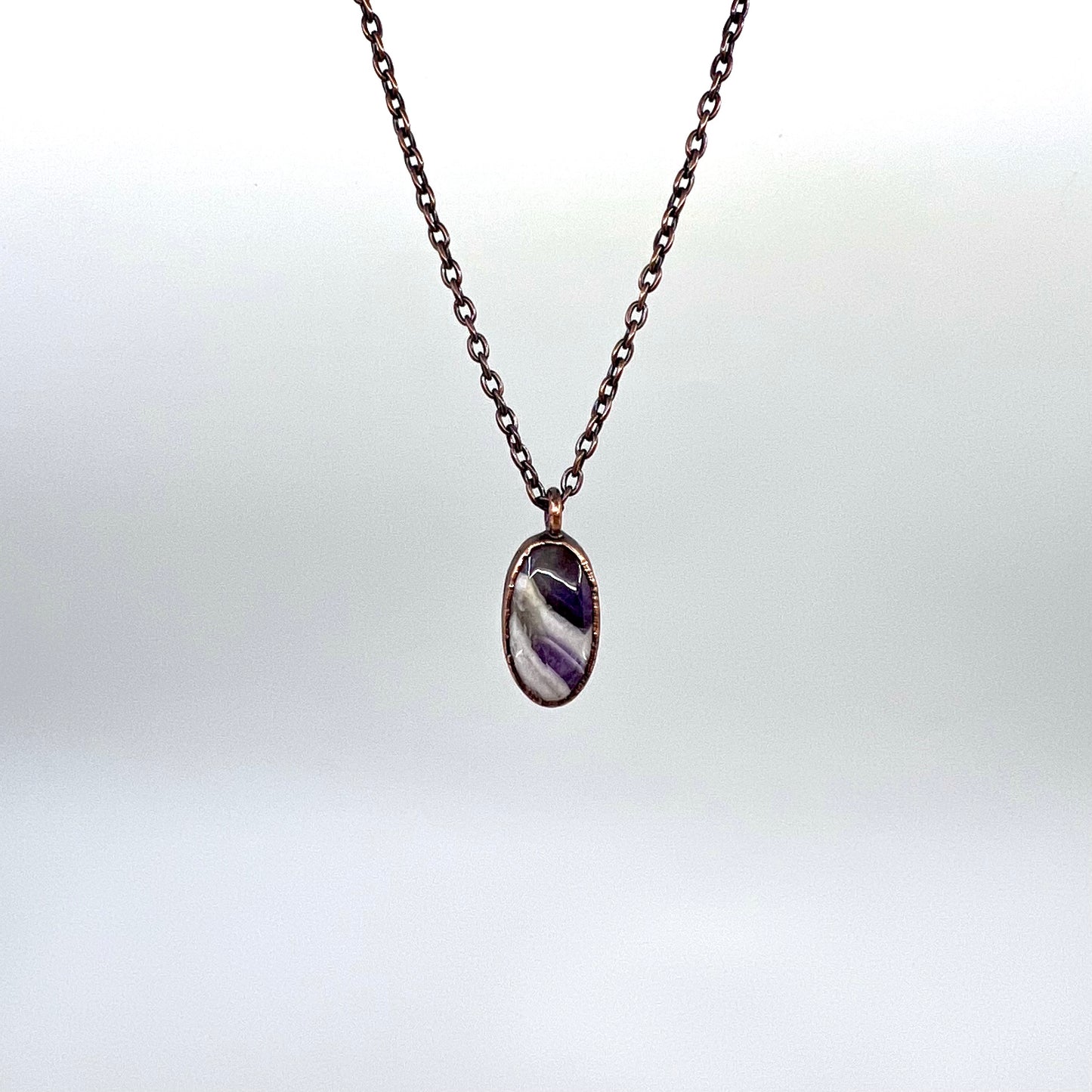 Chevron Amethyst Necklace - Copper Electroformed