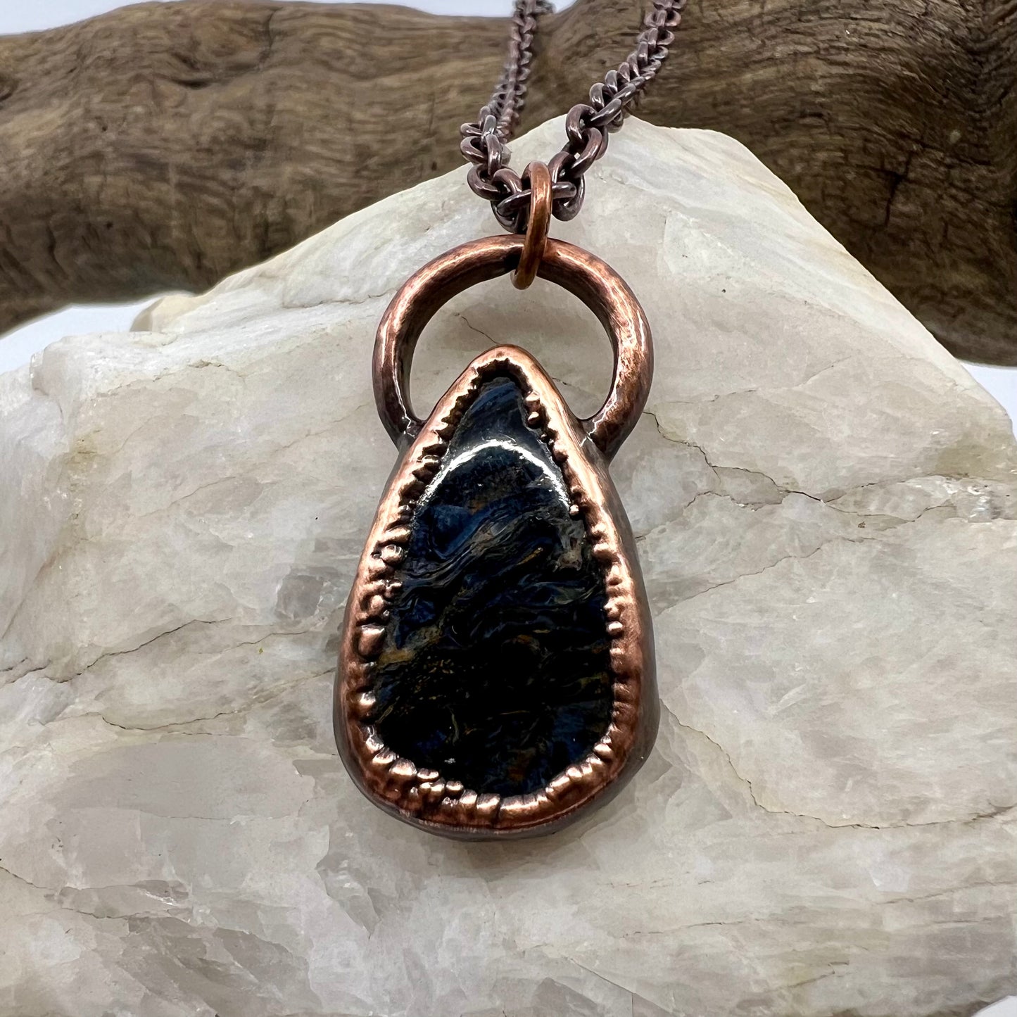 Pietersite Necklace - Copper Electroformed