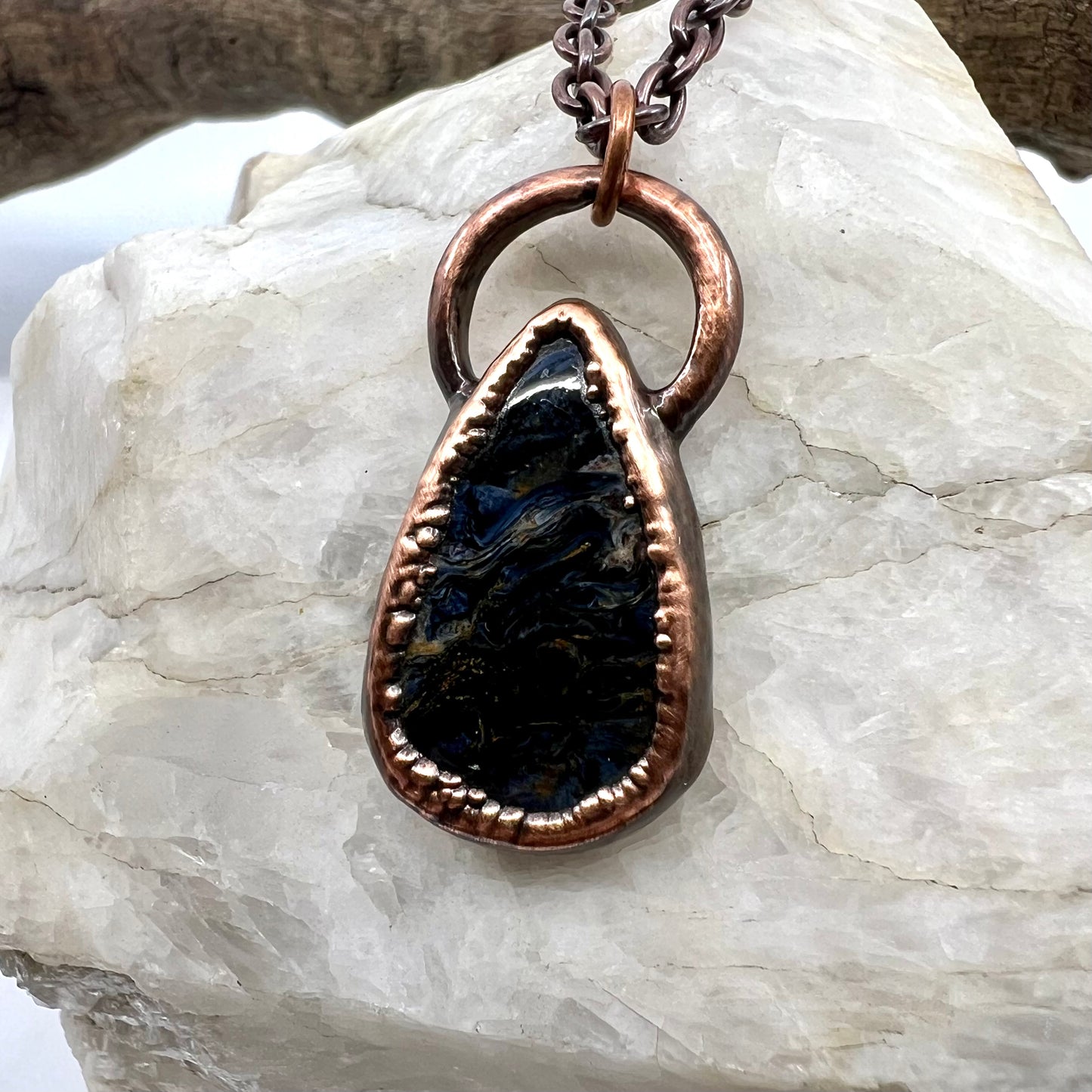 Pietersite Necklace - Copper Electroformed