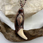 Black Bear Tooth with Banded Agate Accent - Copper Electroformed Necklace