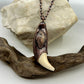 Black Bear Tooth with Banded Agate Accent - Copper Electroformed Necklace