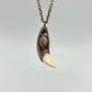 Black Bear Tooth with Banded Agate Accent - Copper Electroformed Necklace