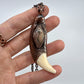 Black Bear Tooth with Banded Agate Accent - Copper Electroformed Necklace