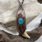 Black Bear Tooth with Turquoise Accent - Copper Electroformed Necklace