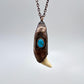 Black Bear Tooth with Turquoise Accent - Copper Electroformed Necklace