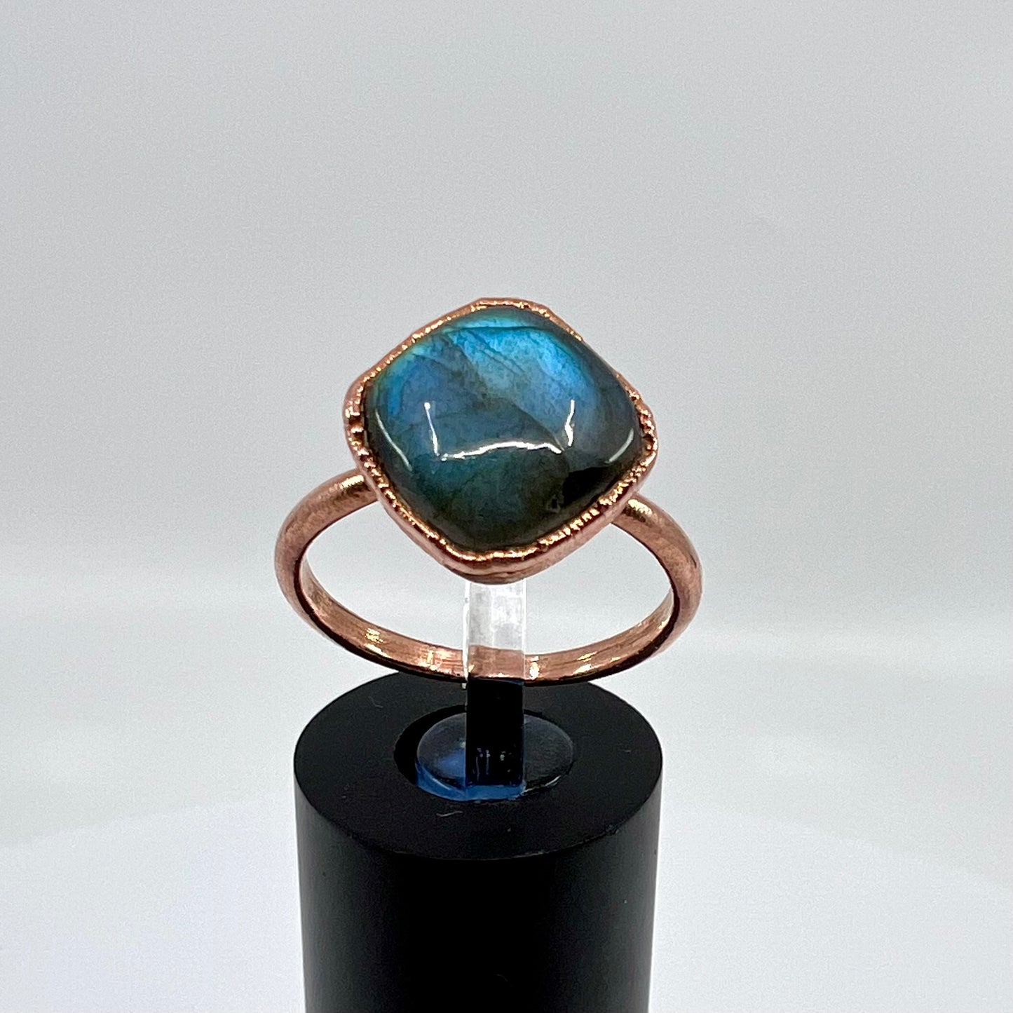 Size 8.25 Labradorite Ring - Copper Electroformed