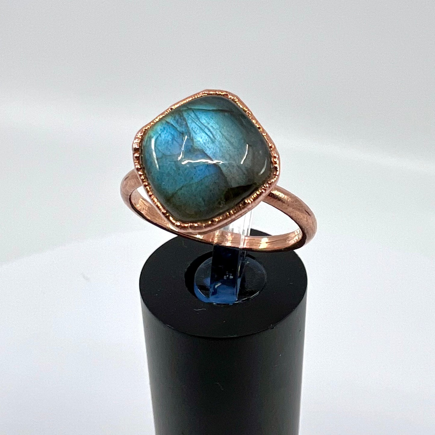 Size 8.25 Labradorite Ring - Copper Electroformed