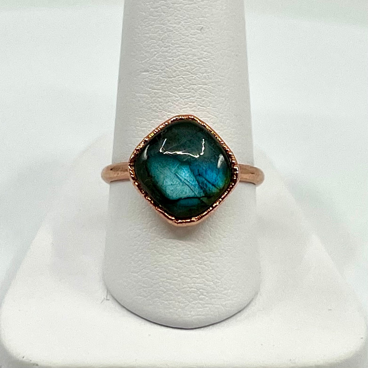 Size 8.25 Labradorite Ring - Copper Electroformed