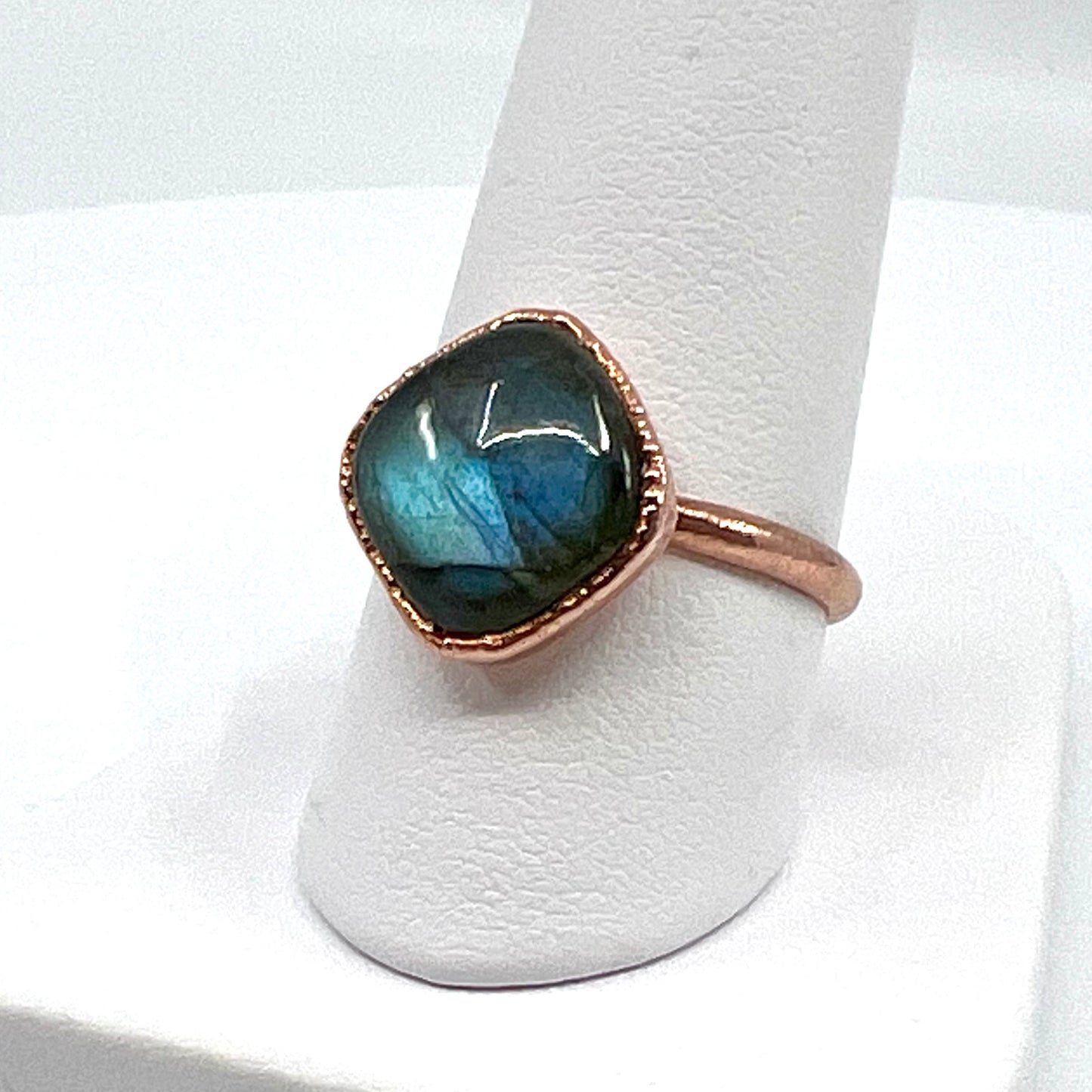 Size 8.25 Labradorite Ring - Copper Electroformed