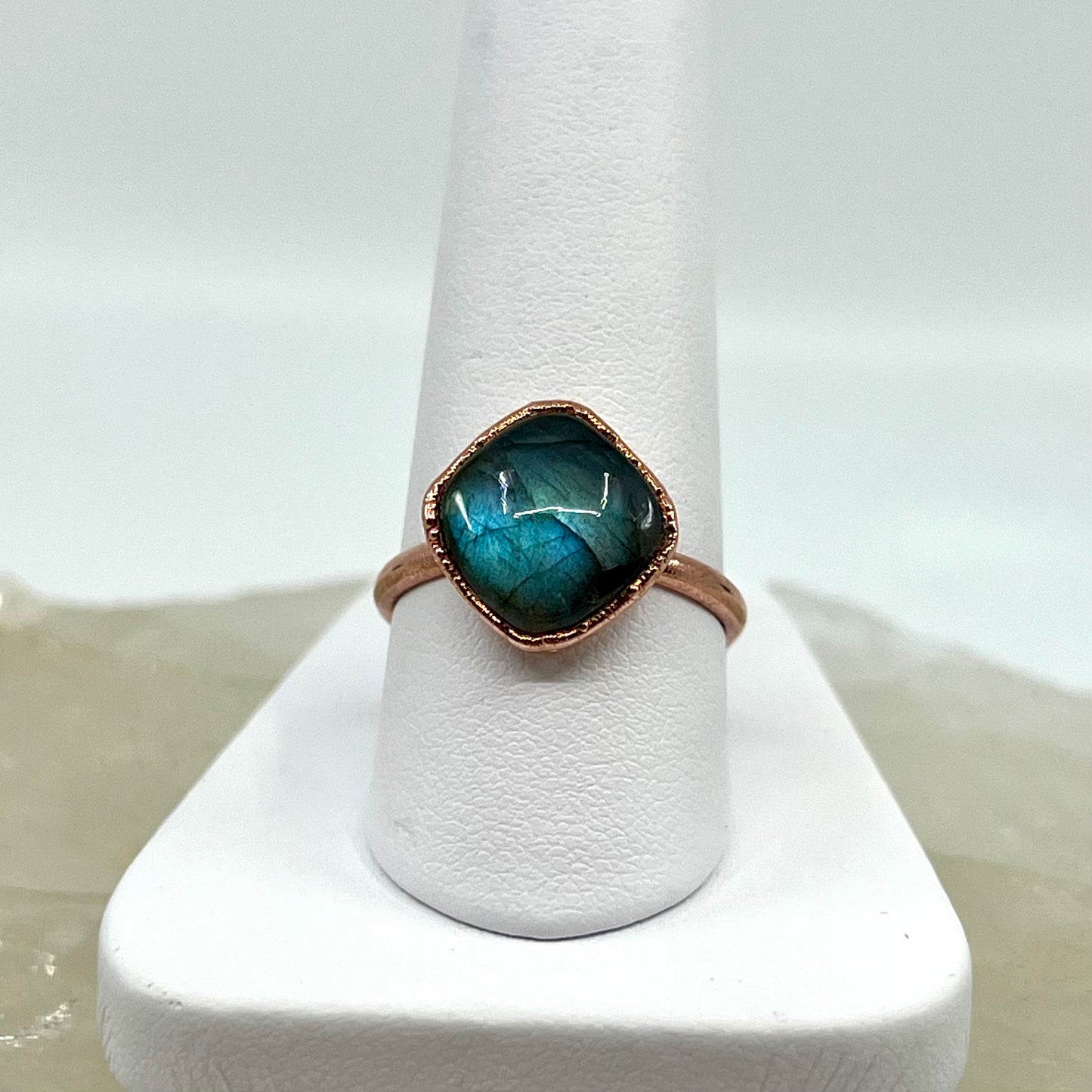 Size 8.25 Labradorite Ring - Copper Electroformed