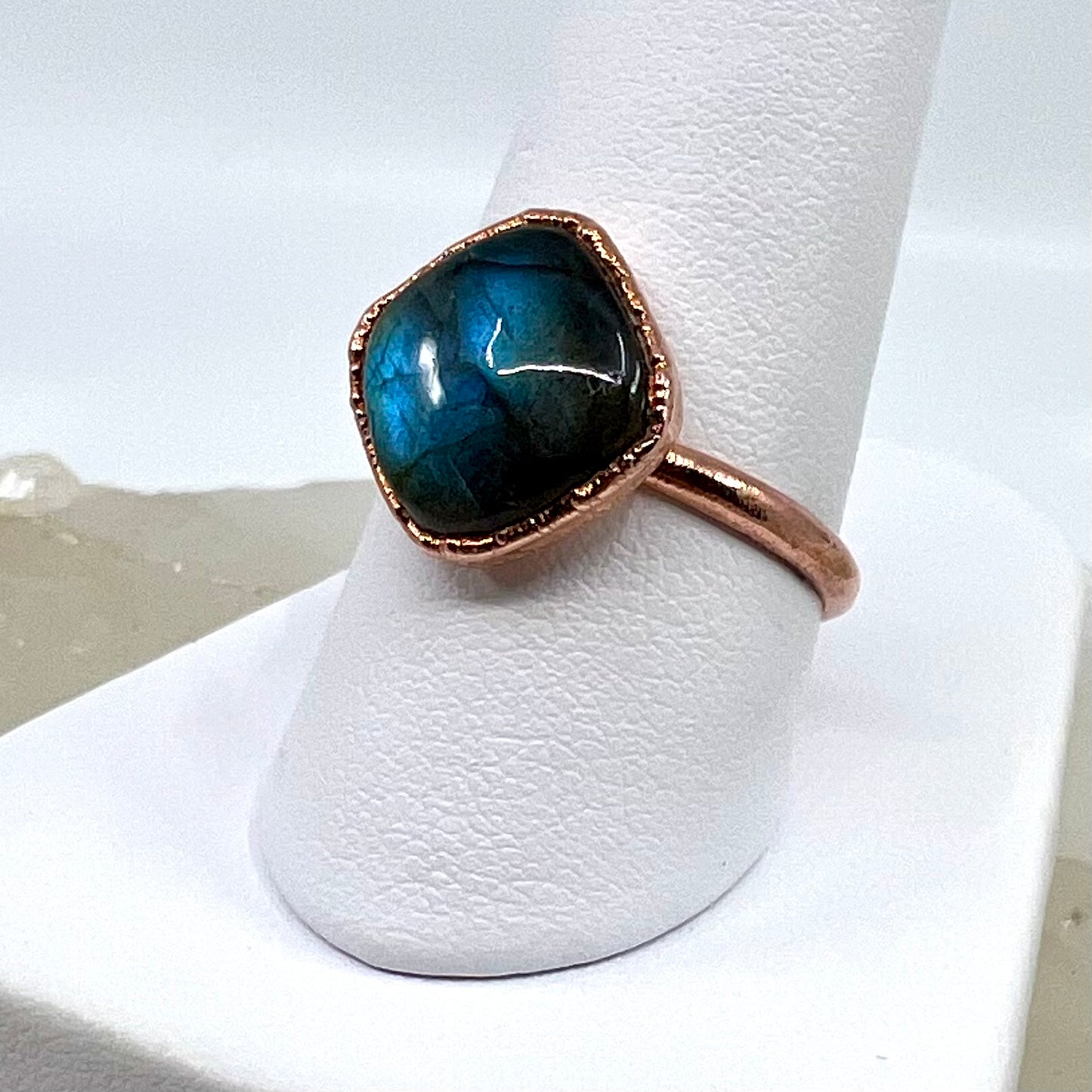 Size 8.25 Labradorite Ring - Copper Electroformed