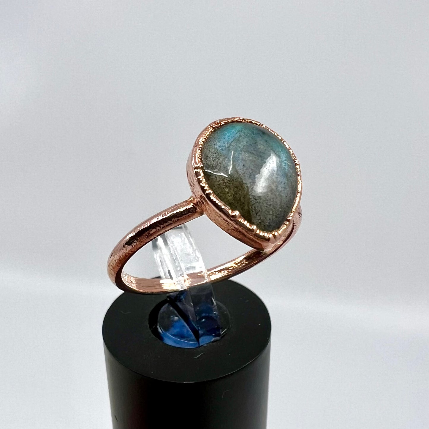 Size 8.25 Labradorite Ring - Copper Electroformed