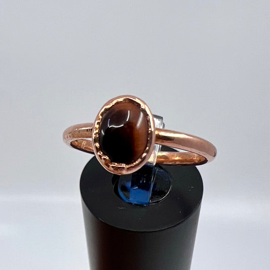 Size 8.25 Red Tiger’s Eye Ring - Copper Electroformed