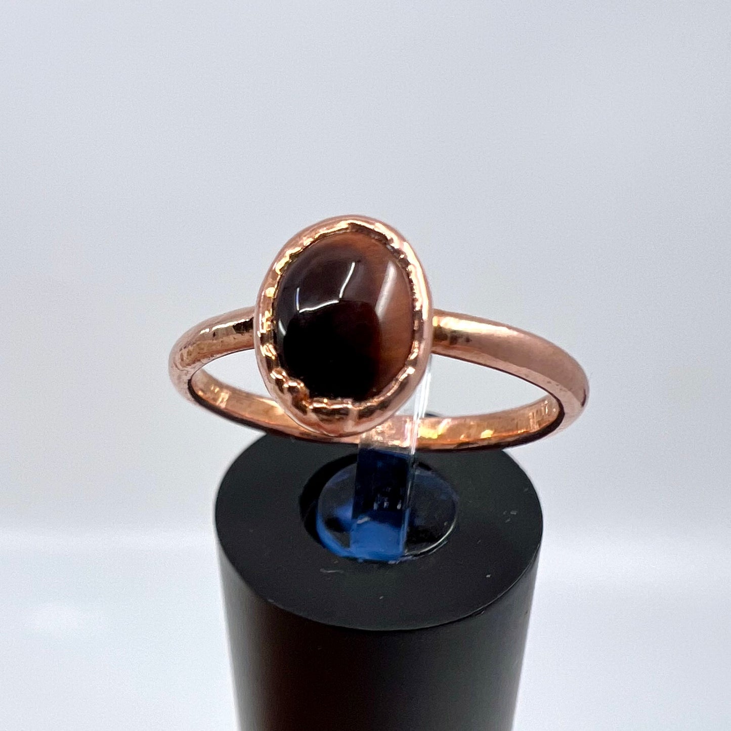 Size 8.25 Red Tiger’s Eye Ring - Copper Electroformed