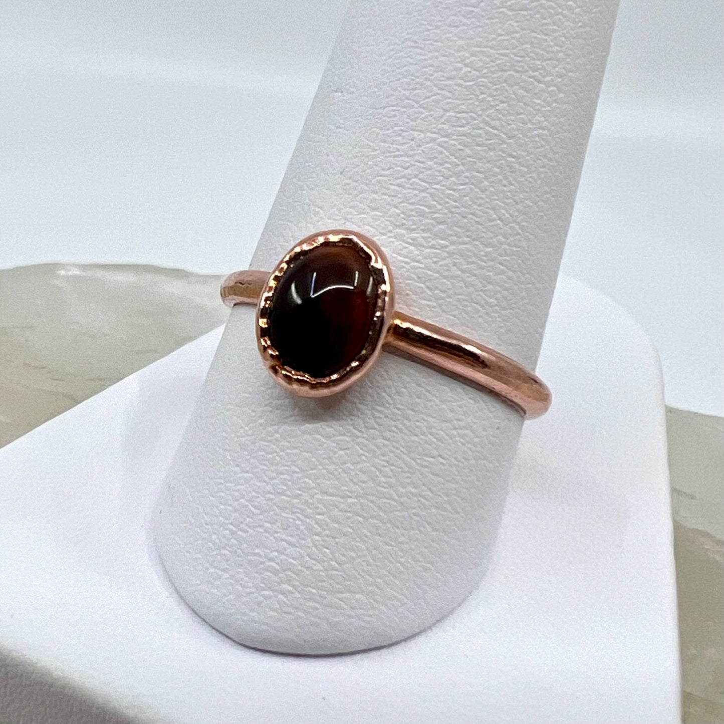 Size 8.25 Red Tiger’s Eye Ring - Copper Electroformed