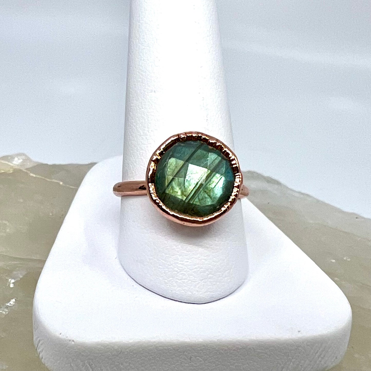 Size 8.25 Labradorite Ring - Copper Electroformed