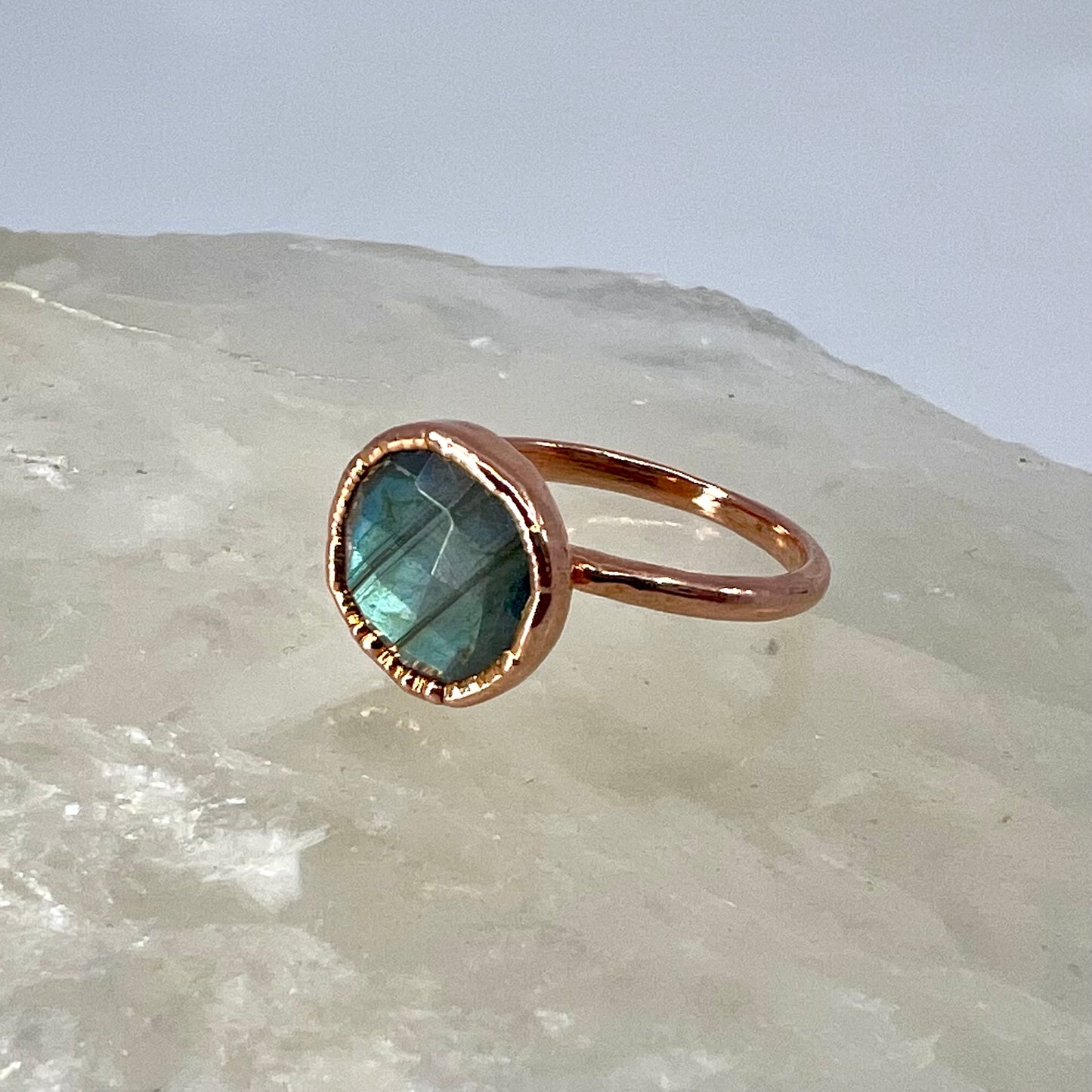 Size 8.25 Labradorite Ring - Copper Electroformed