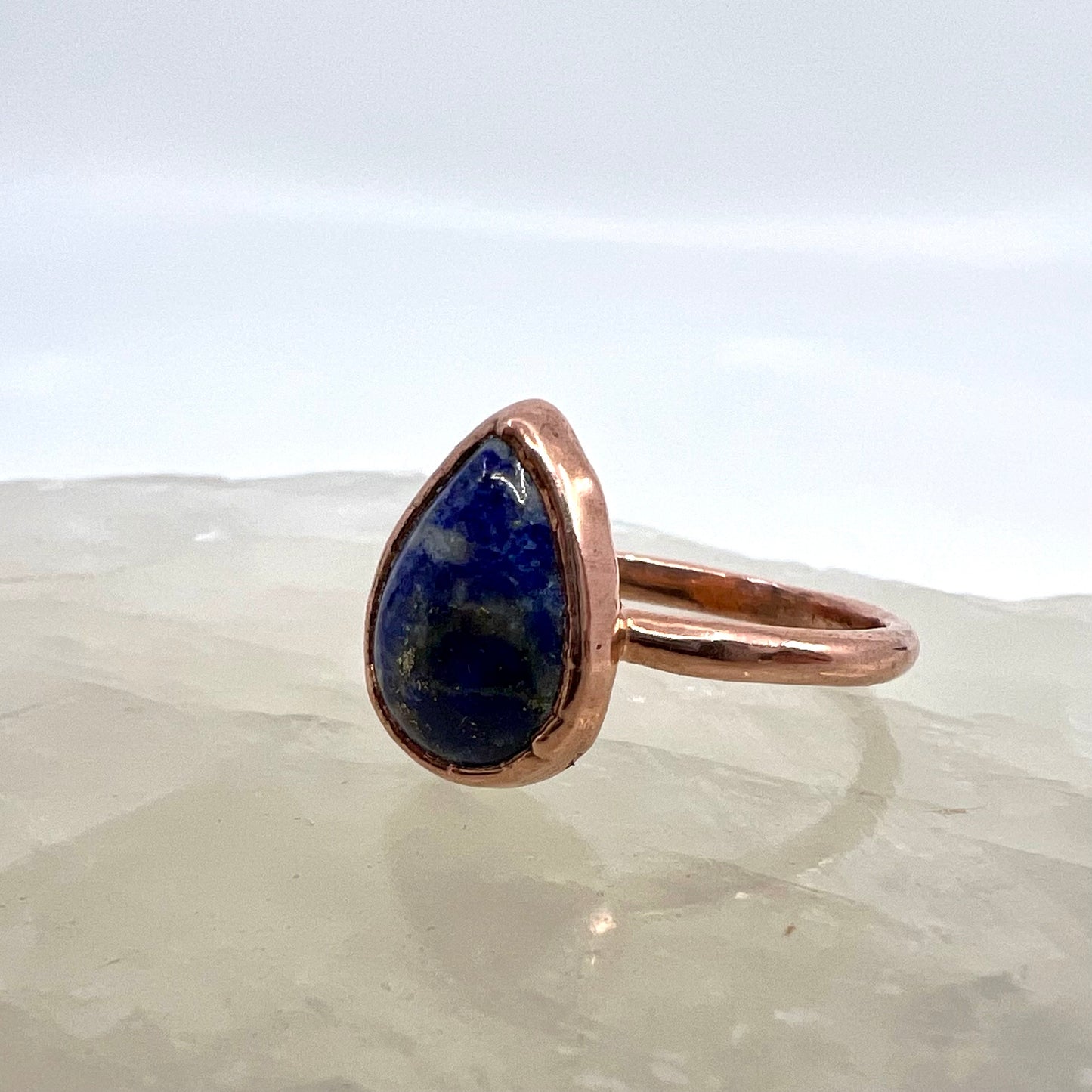 Size 8.75 Lapis Lazuli Ring - Copper Electroformed