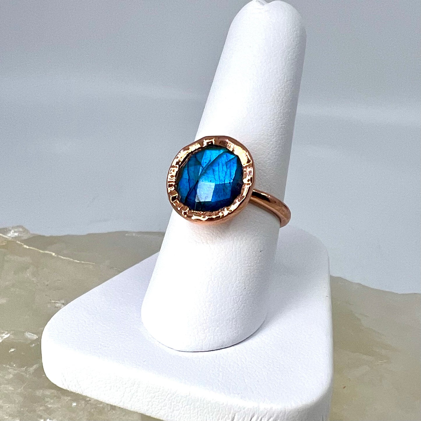 Size 7 Labradorite Ring - Copper Electroformed