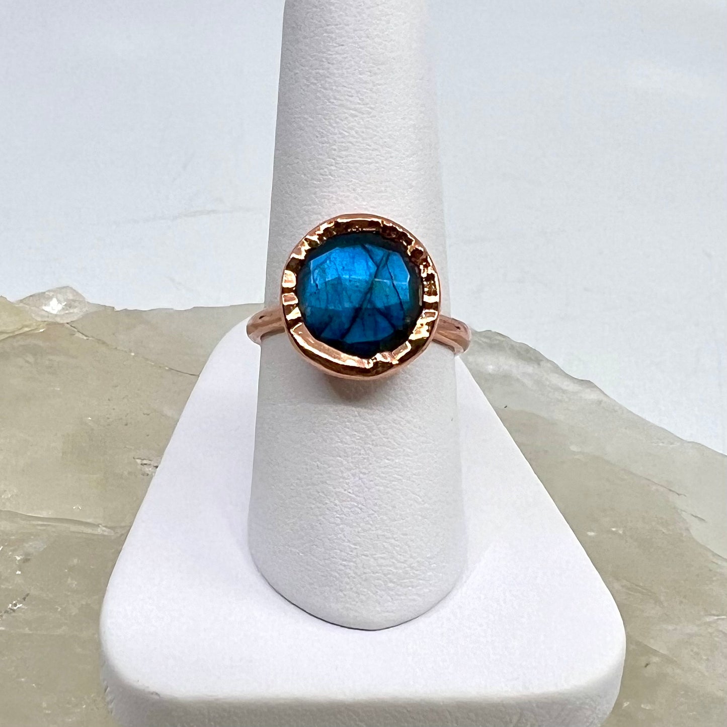 Size 7 Labradorite Ring - Copper Electroformed