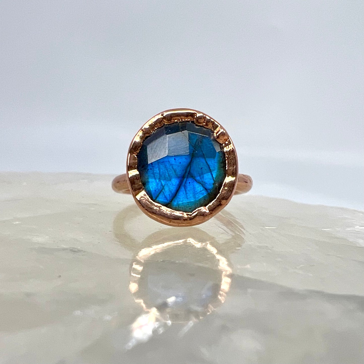 Size 7 Labradorite Ring - Copper Electroformed