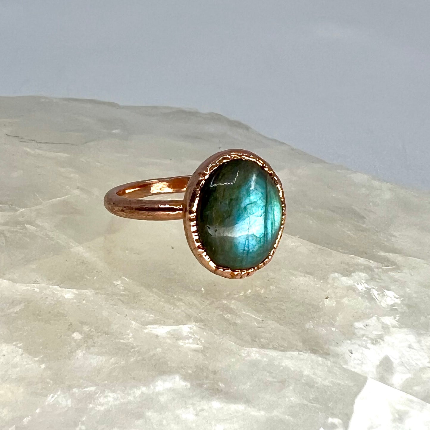 Size 7 Labradorite Ring - Copper Electroformed