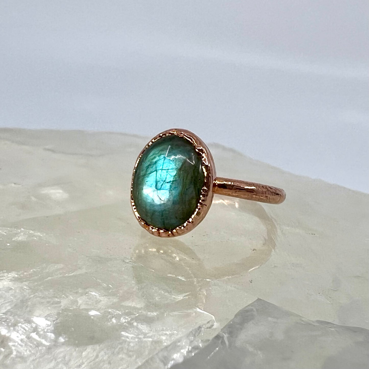 Size 7 Labradorite Ring - Copper Electroformed