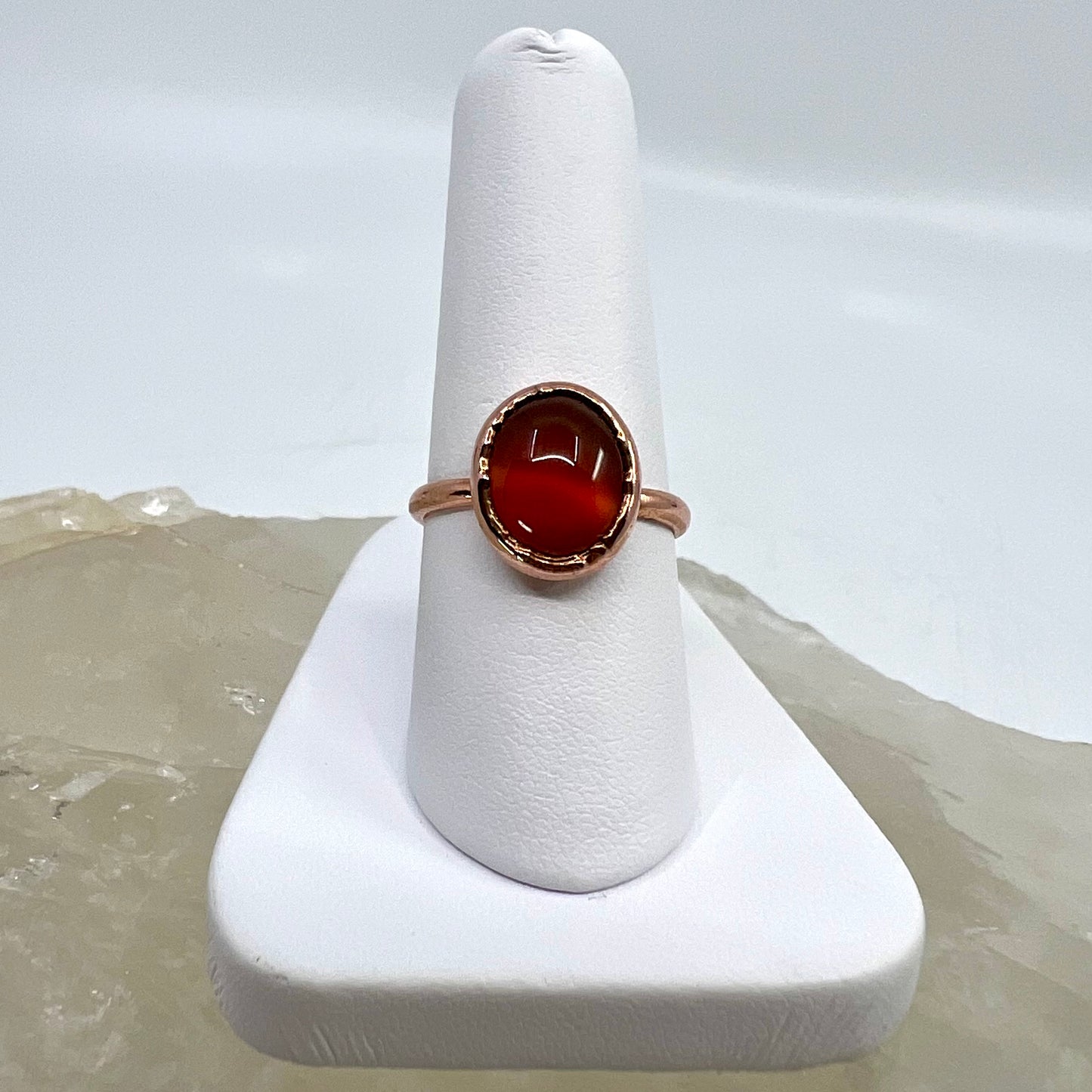 Size 7 Carnelian Ring - Copper Electroformed