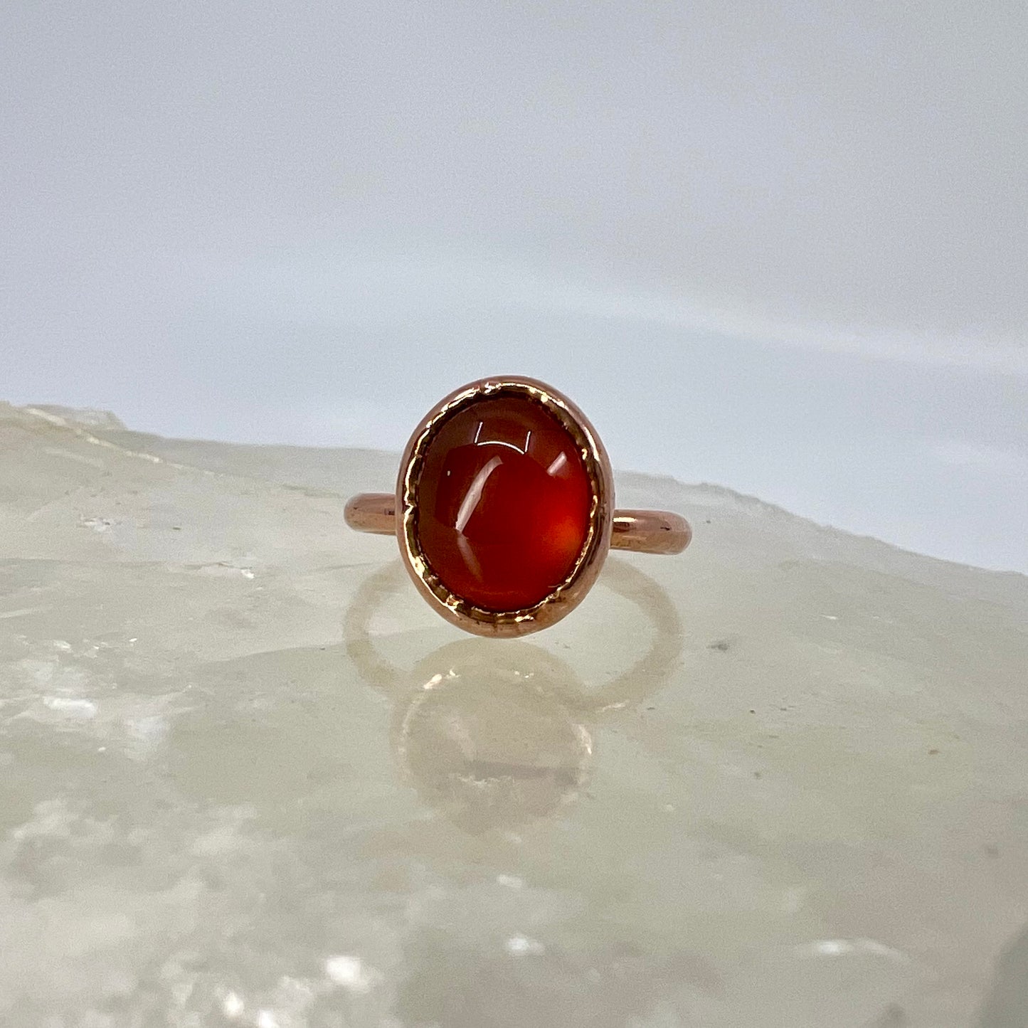 Size 7 Carnelian Ring - Copper Electroformed