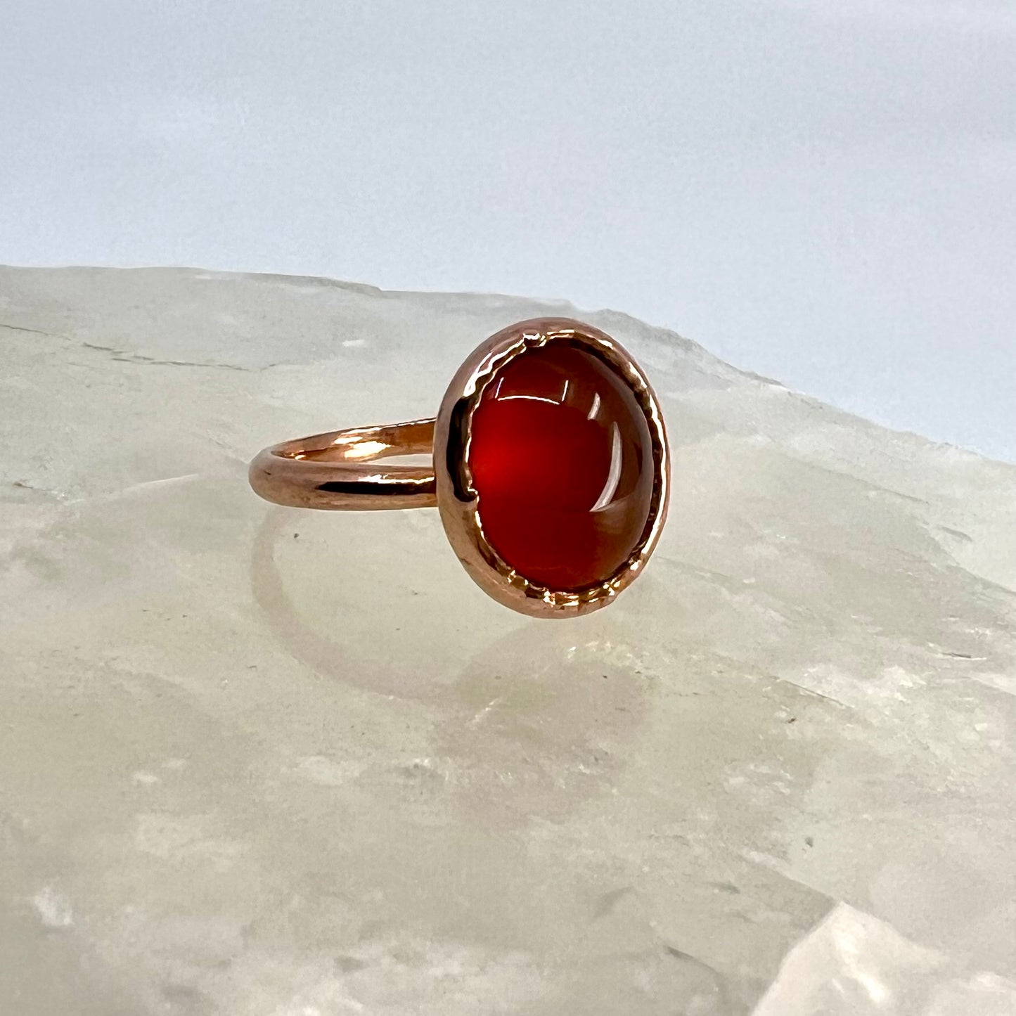 Size 7 Carnelian Ring - Copper Electroformed