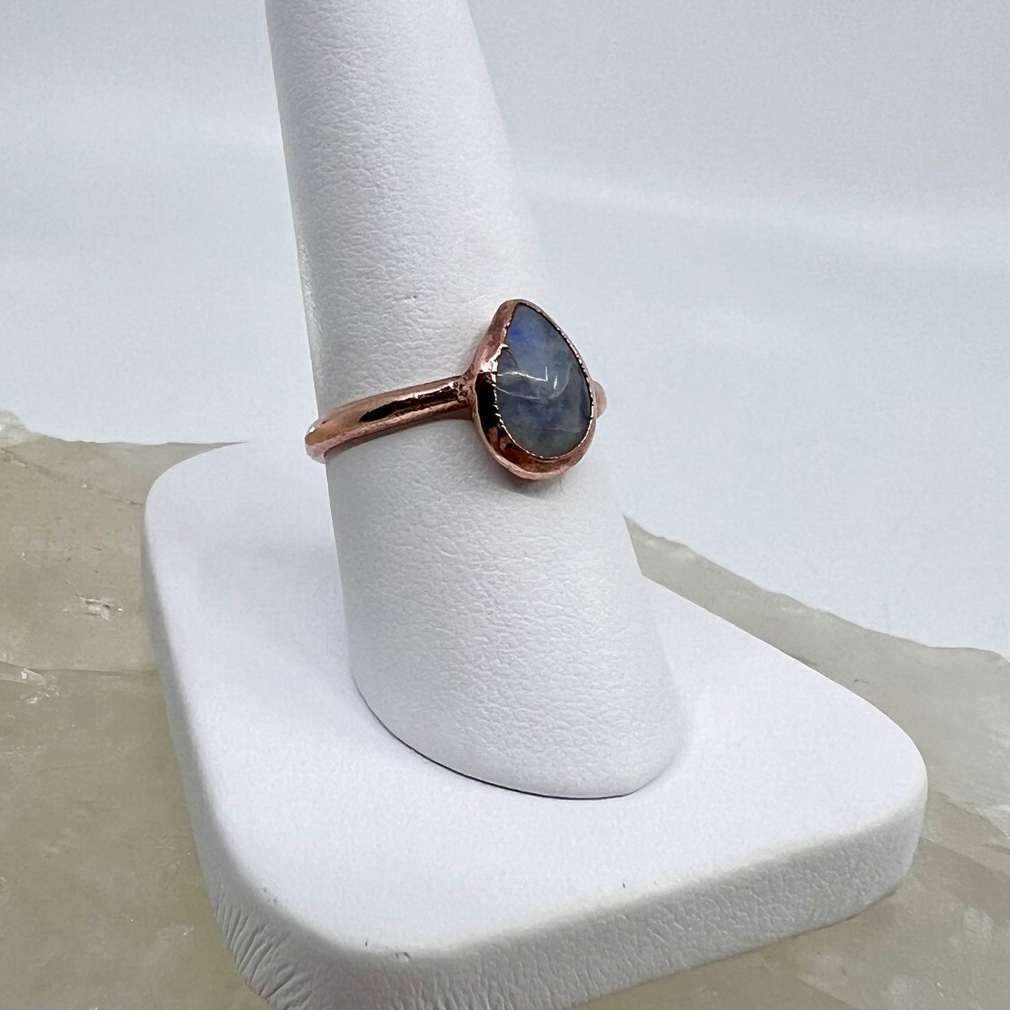 Size 7.25 Moonstone Ring - Copper Electroformed