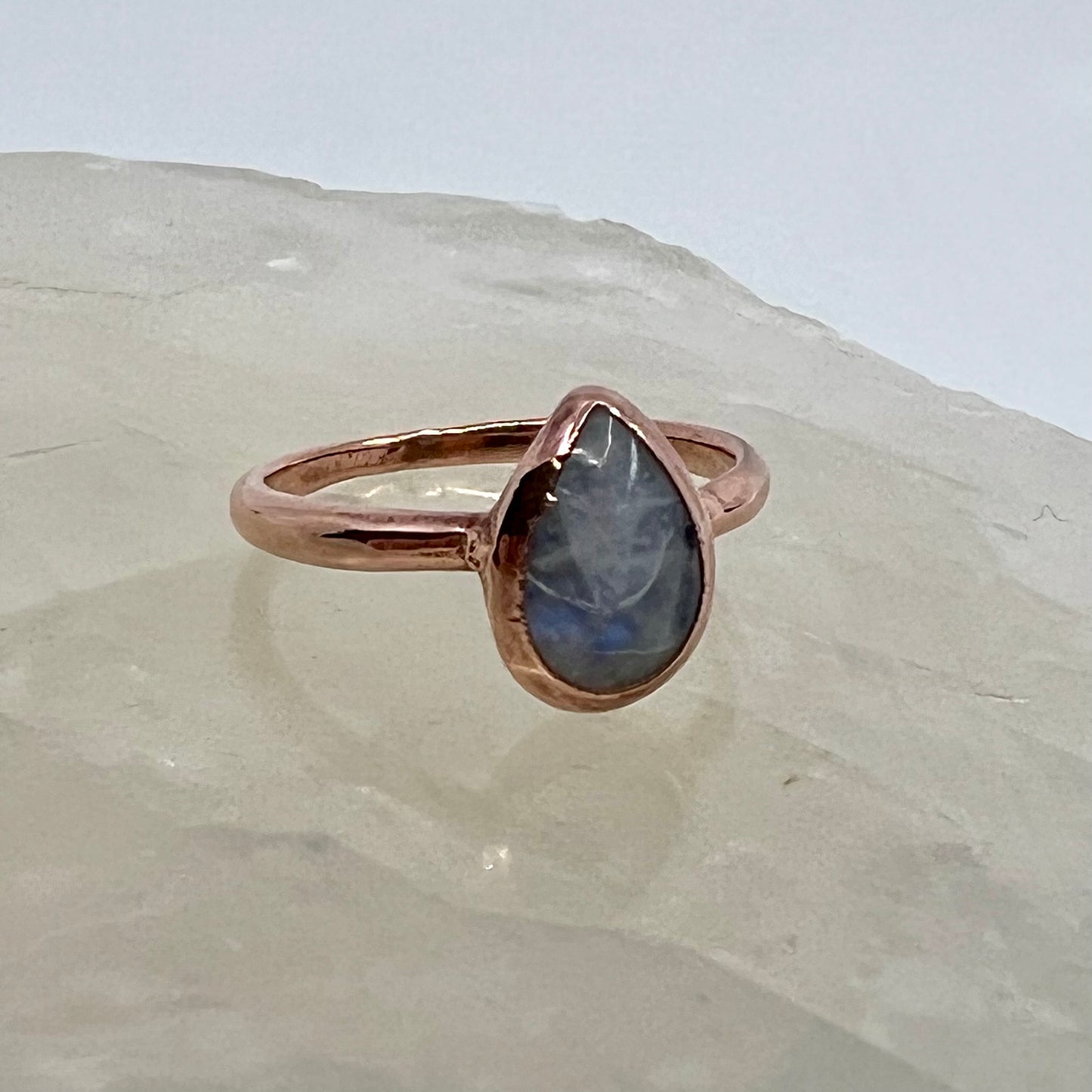 Size 7.25 Moonstone Ring - Copper Electroformed