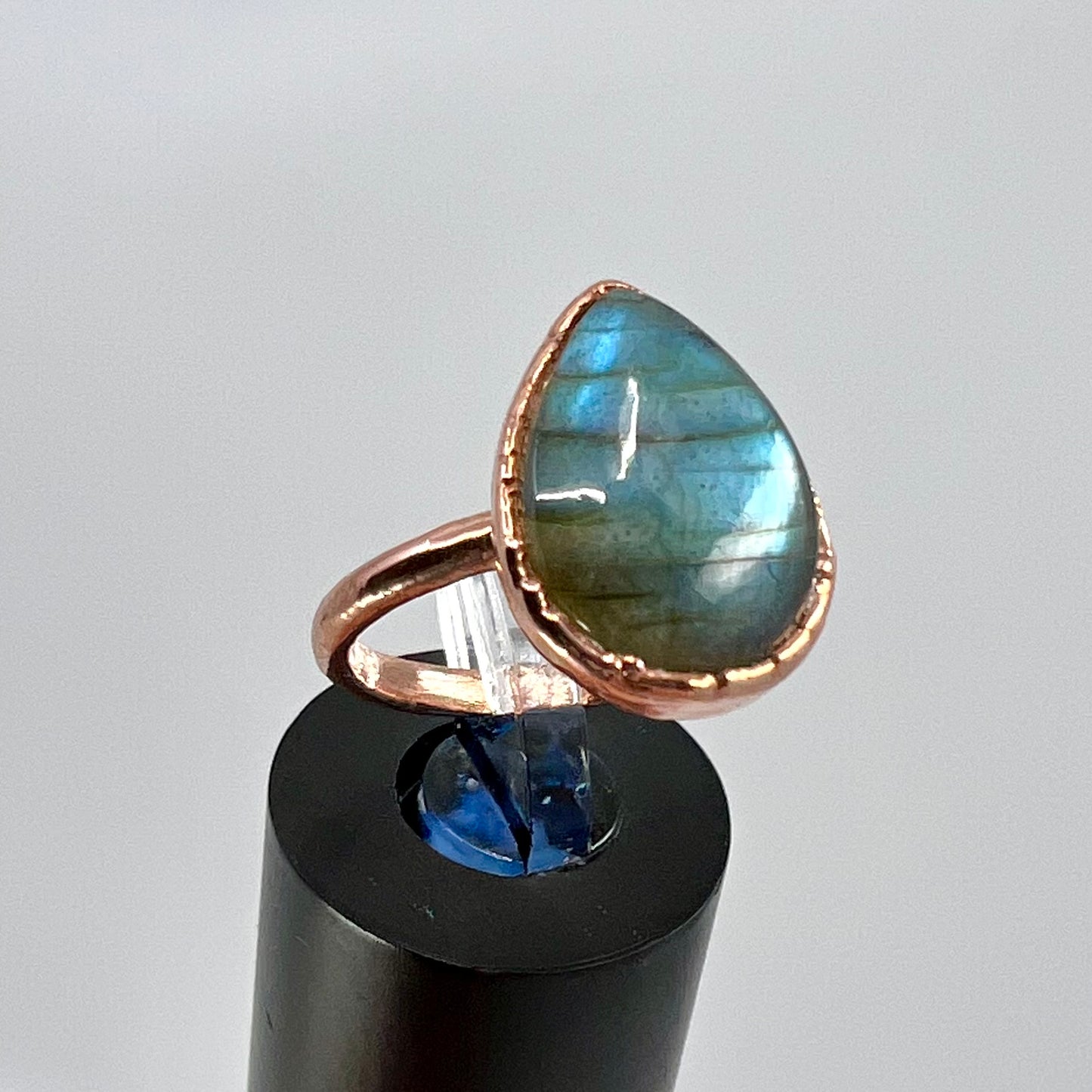 Size 7.25 Labradorite Ring - Copper Electroformed