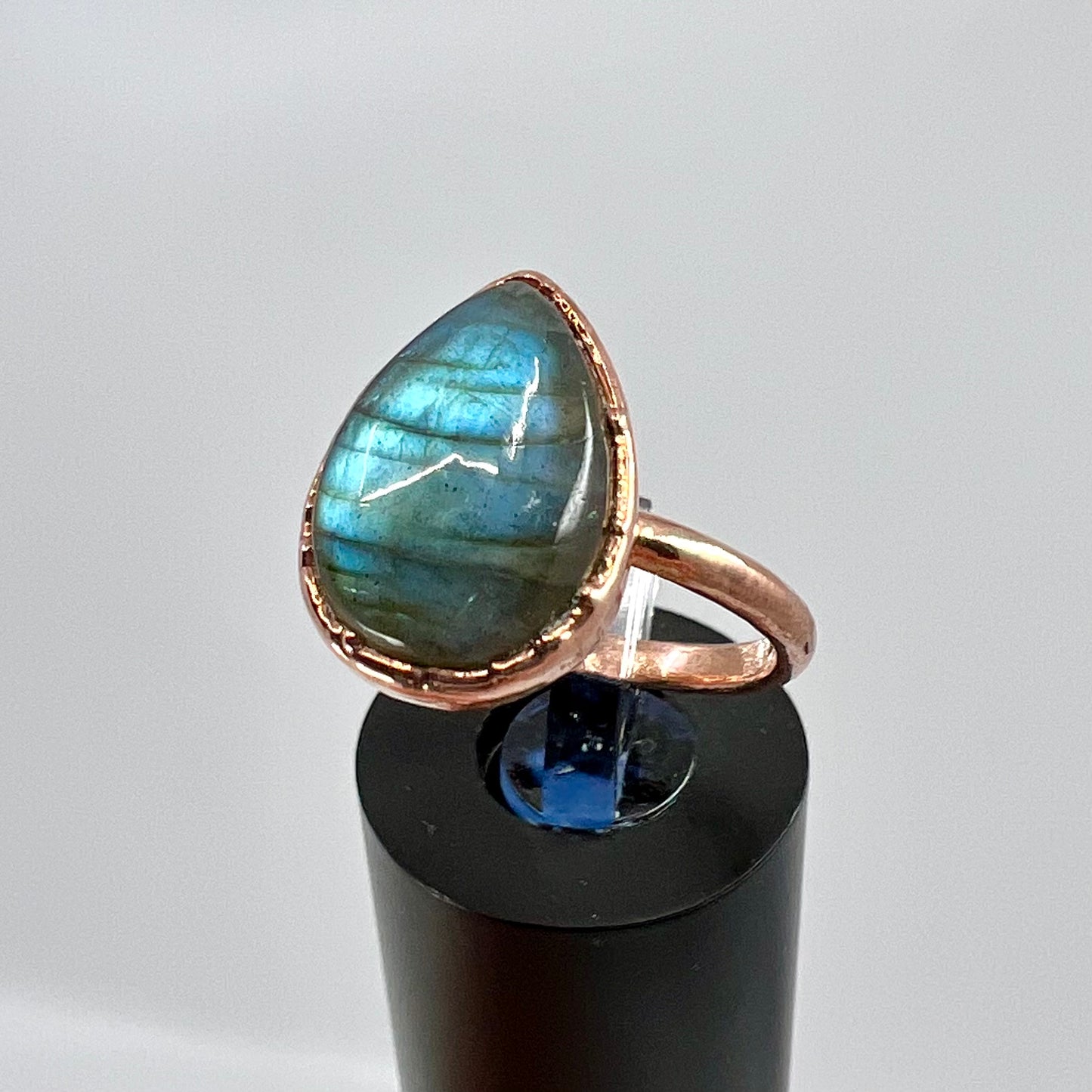 Size 7.25 Labradorite Ring - Copper Electroformed