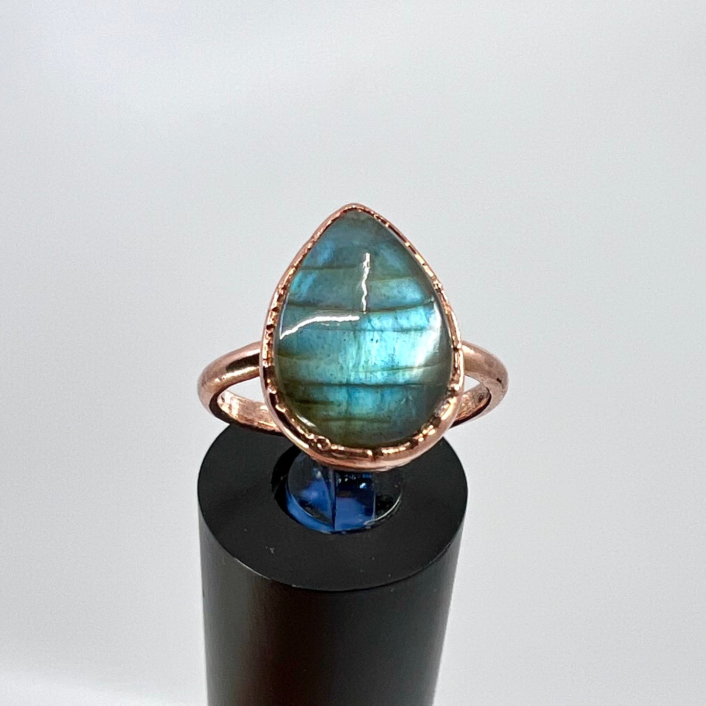 Size 7.25 Labradorite Ring - Copper Electroformed