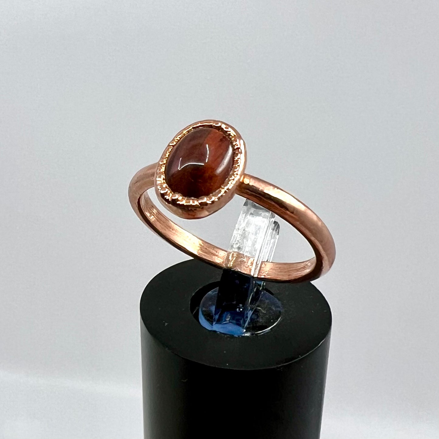 Size 7.25 Red Tiger’s Eye Ring - Copper Electroformed